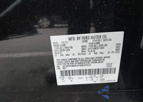 2015 Ford Edge Titanium from USA, damaged, VIN 2FMPK4K81FBB37633
